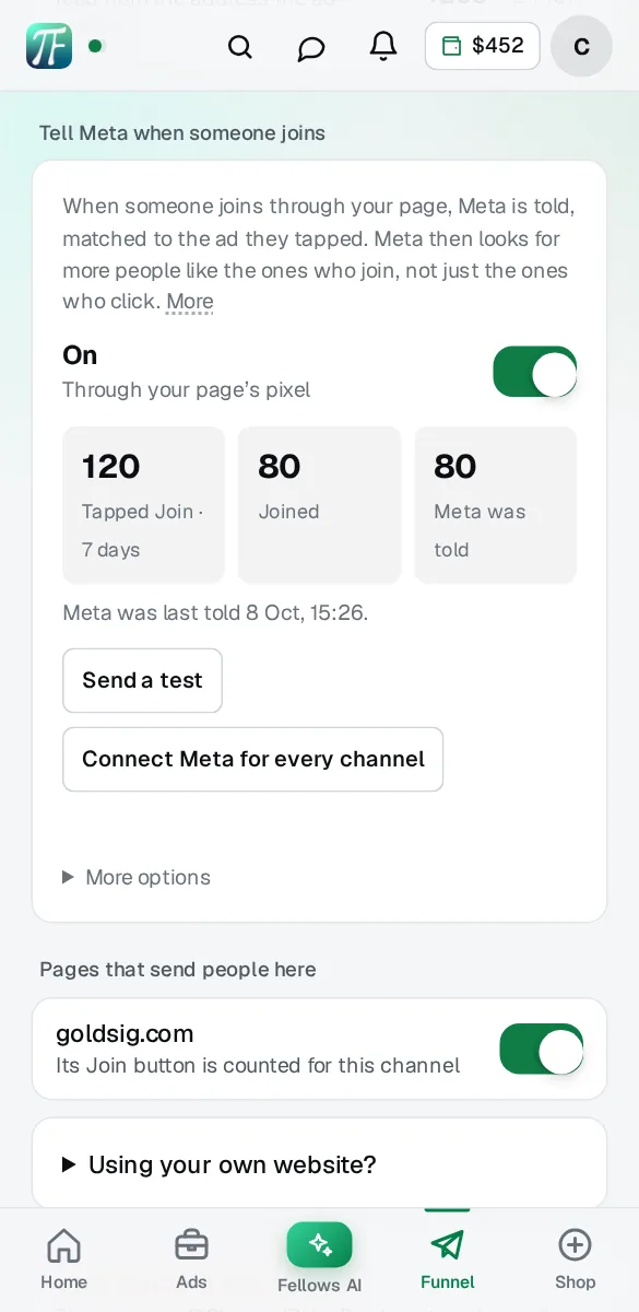 Joins sent to Meta, in the Hub