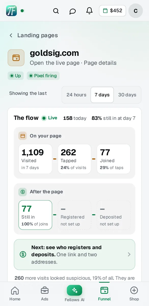The page at a glance, in the Hub